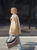 Beige Belted Long Outerwears Women Stand Up Collar Long Sleeve Loose Coat Autumn Streetwear Office Lady Tops