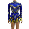 Women Sparkly Sequins Mirror Long Sleeve Mesh Sexy Mini Dress Night Party Club Dancer Performance Celebrity Stage Outfit