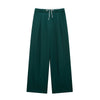 Women Solid Lace Up Side Zipper Straight Pants Vintage High Elastic Waist Female Chic Lady Trousers