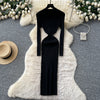 Vestidos Para Mujer Solid Half High Collar Autumn Winter Solid Woman Dresses Korean Sweater Elegant Long Dress