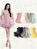 French Sweet Bow Camisole Mini Dress for Women Korean Version Pink Ruffle Edge Sexy A-line Dress T106