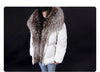 White Duck Down Jacket Winter Women Warm Loose Coat Natural Real Fox Fur Collar Thick Outerwear Parkas