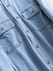 Women's Same Solid Color Lapel Pocket Medium and Long Loose Coat Long Sleeve Casual Denim Shirt
