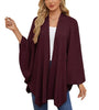 Elegant Shawl Wraps Soft Open Front Poncho Sweater Women Loose V-Neck Cape Casual Solid Color Soft Open Front Poncho Bat Shirt