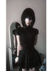 Gothic Lolita Y2K Women's Mini Dress Double Breasted Striped Ruffle Hem Slim Fit Harajuku Dark Cute Night Out Streetwear