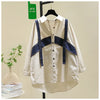 Denim Splicing Fake Two-piece Shirt Women's Jacket Autumn Loose and Thin Shirt Top