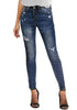 High Waist Jeans For Women Slim Stretch Ripped Distressed Denim Jean Bodycon Tassel Skinny Push Up Jeans Trousers Woman