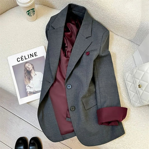 Autumn High-Quality Blazer Jacket Women Long Sleeve Casual All-Match Ladies Suit Basic Outerwear Tops Lazy