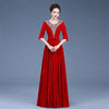 Middle-Aged Mother Golden Velvet Dress Women Autumn Party Dresses Lady V-Neck Temperament Long Dress Female Vestido