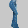 Jeans High Waist Strecth Denim Flare Pants Women Vintage Trousers Buttons Denims Streetwear Autumn Female Floor Length
