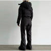 Winter Women's One‑piece Ski Suit Hooded Zipper Pocket Full Sleeve Coat Pant Suits Lady Warm Vacation Skiwear