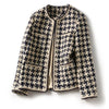 Elegant Weave Plaid Women Tweed Blazer Autumn Winter Women's Jacket Pocket Office Ladies Suit Coats Long Sleeve Mujer Clothes