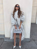 Solid Casual Long Trench Coat Women Lapel Collar Single Breasted Batwing Sleeve Windbreaker High Street Oversized Outerwear