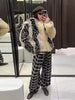Print Faux Fur Jackets Women Loose O Neck Long Sleeves Fluffy Warm Parka Female Winter Chic Street Outwears