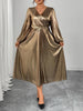 Plus Size Surplice Neck Long Sleeve Elegant Party A-Line Dress Autumn Women's High Waist Slim Maxi Long Dresses