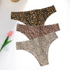 WarmSteps 3Pcs/Set Sexy Leopard Thongs Women's Panties Thongs Female Underwear Seamless Printed Panties Ice Silk Briefs