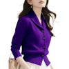 Spring Autumn Women Sweaters Elegant Solid Color Lapel Long Sleeved Knitted Cardigan Jacket Korean Female Knitwear Tops