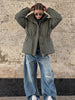 Women Brown Drawstring Waist Puffer Jacket Stand Collar Warm Cotton Padded Coat Casual Oversized Winter Parka Outerwear
