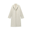 Women Woolen coat Solid Open Stitch Long Trench Coats Vintage V-Neck Full Sleeves Female Chic Lady Outfits
