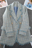 Large Size Women's Tweed Suit Spring Autumn Long Sleeve Vintage Double Breasted Tassel Loose Blazer Jacket Z888