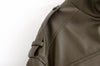Winter Faux Leather Bomber Jacket Women Short Zipper Front Lapel Outerwear Multiple Pockets Warm Jackets