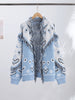 Cardigan Paisley Print Sweater Women's Coat Stand Collar Top Long Sleeves Thick Knit Fabric Spring Woman Clothes Daily Outerwear