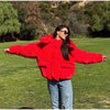 Warm Women's Hooded Cotton Padded Coats Loose Solid Stand Collar Full Sleeve Zipper Pockets Coat Autumn Winter Lady Outwear