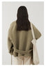 Korean Women Double-sided Belt Woolen Coat Loose Overcoat Solid Ladies Outerwear Girl Jackets Autumn Winter