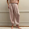 Loose Satin Lantern Pants High Waist Elastic Crepe Loose Bloomers Elegant Long High Waist Trousers Women