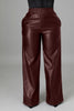 Women Faux Leather Straight High Waist PU Pants Elegant Autumn Winter Solid Wide Leg Black Trousers