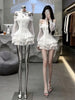 Princess Style Long Sleeve White Off Shoulder Puffy Skirt Dress Women's Spring Cake Skirt Ball Gown Breathable Skin-Friendly