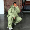 Winter Warm Women's Down Coat Matching Set Stripes Pockets Hooded Jacket Wide Leg Pants Two Piece Set Casual Lady Outfits