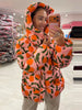 Women's Winter Jackets Printed Hooded Padded Jacket Street Female Stand Collar Long Sleeve Zipper Loose Coats Lady Outerwear