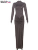 Ruched Simple Dress Women Autumn Full Sleeve o-Neck Skinny Stretch Basic Classic Hipster Bodycon Vestidos