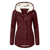 Women Hooded Zipper Coats Winter Warm Thick Fleece Jackets Solid Casual Fit Pockets Parkas Ladies Hooded Hooded Outwear