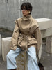 Solid Stand Collar Trench Short Coats Button Long Sleeve Pocket Zipper Windbreaker Lady High Street Outerwear