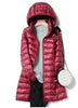 Outerwear Winter Women Korean Slim Remove Hooded Parka Down Jackets Long Light Thin Coat Puffer Jacket
