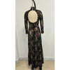 Sexy Long Sleeve Lace Patchwork Hollow Out Long Dress Women Black O Neck Cut Out Split Slim Dresses Runway Evening Party Gowns