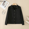 Women Autumn Jackets Casual Turn-Down Collar Long Sleeve Button Up Solid Outerwear Commuting Work Wear Overshirts
