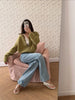 Lazy Style Wool Cardigan Women's Spring and Autumn Loose Round Neck Knitted Short Jacket Soft Long Sleeved Sweater