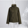 Women Reversible Double Sided Jacket Coat Stand Collar Plaid Loose Fit Warm Coats Casual Office Work Outerwear Spring