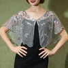 1920s Sequin Flapper Shawl Vintage Thin Breathable Shiny Cape Elegant Style Outside Short Cloak For Women Banquet