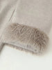 Elegant Lace Up Woolen Short Coat Solid Loose Lapel Furry Long Sleeve Belt Waist Jacket Spring Autumn Lady Chic Cardigan