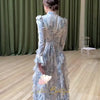 Dubai's spring slim-fit long-sleeved dress for ladies with tie belts, printed patterns and made of satin fabric. S-xxl
