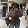 Plaid Scarf Two-sided Jacket Vintage Lapel Double Row Buckle With Pockets Loose Casual Women's Outwear Chic Street Daily Outfit
