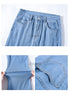 Loycell Sky Blue Ice Silk Boot Cut Pants Summer Casual High Waist Slim Simple Versatile Micro Flared Women's Jeans