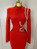 Sexy Long Sleeve Diamonds Maxi Long Bodycon Bandage Dress Women Celebrity Elegant Evening Party Birthday Dresses