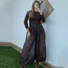 Animal Print Lantern Pants Women's Pants Autumn Elegant Pleated Oversized Baggy Trousers Ladies Wide Leg Pants