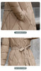 White Fur Collar Down Cotton Parkas Padded Coat Women Winter Long Over The Knee Waist Warm Thick Parkas Coat