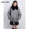 Women Korean Coat Loose Casual Woolen Single-sided Detachable Collar Female Overcoat Ladies Jacket Autumn Winter